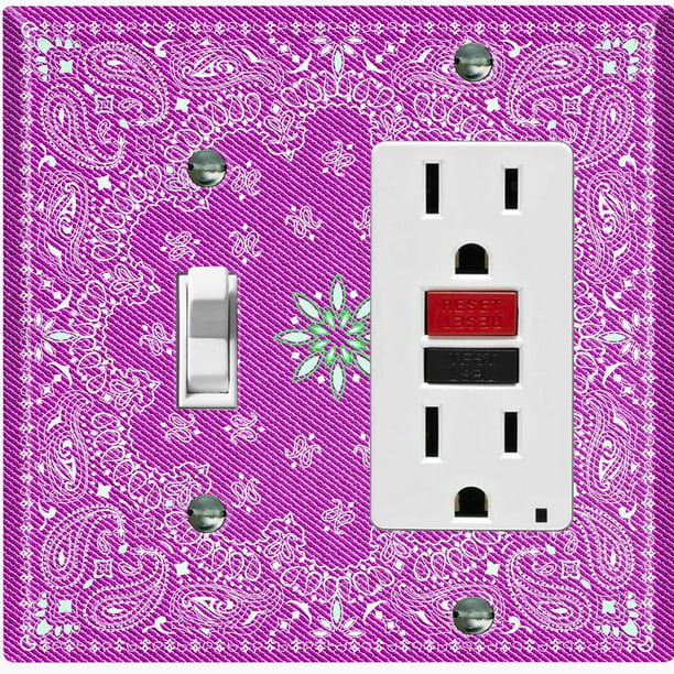 Red Paisley Printed Electrical Double Outlet with matching Wall Plate 